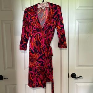 3/4 sleeve Julie Brown Wrap Maxi dress